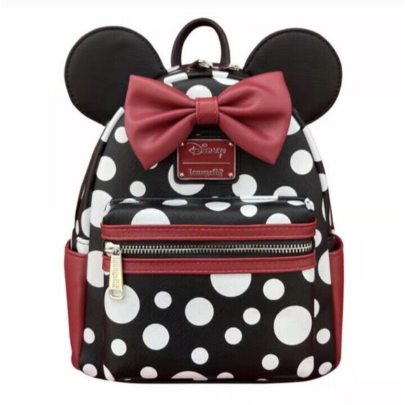 Loungefly Handbags - Loungefly Disney Minnie Mouse White & Black Polka Dot Faux Leather Mini Backpack